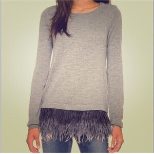 Milly Ostrich Plume Feather Sweater Womens Size Medium